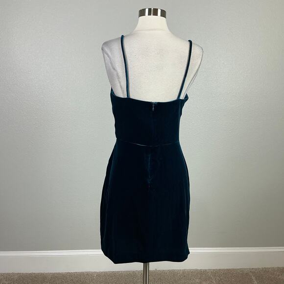 AQUA Velvet Sleeveless Ruched Mini Sheath Cocktail Dress Teal Blue Size 8 - Picture 7 of 13